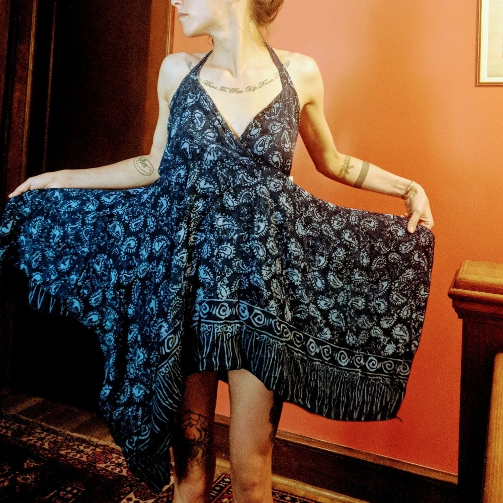 Batik beach coverup dress